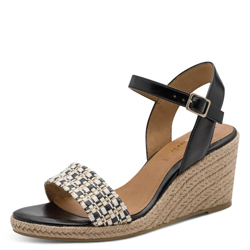 Tamaris Women’s sandal with wedge heel black 7.5 UK