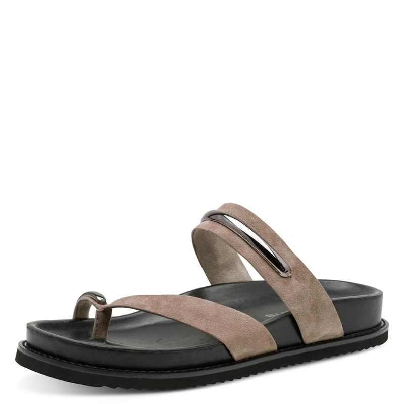 Tamaris Women's footbed mule leather flat beige 4 UK