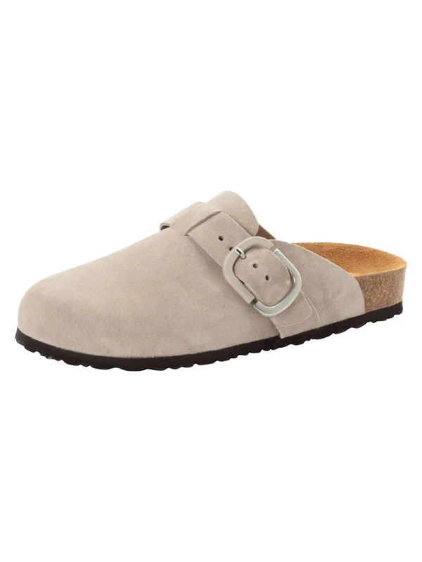 Tamaris Women's footbed mule leather flat gray 7.5 UK
