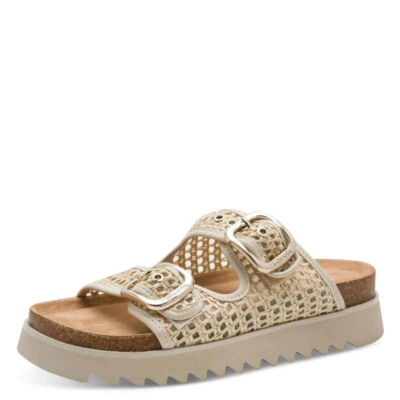 Tamaris Women Footbed Slide with Cone heel beige 6.5 UK