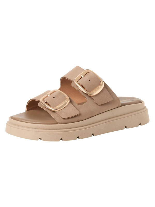 Tamaris Women's leather mules with wedge heel beige 5.5 UK