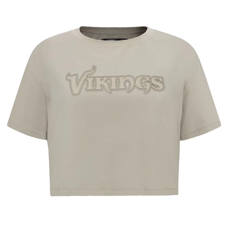 Pro Standard Womens NFL Minnesota Vikings Neutral Short Sleeve Boxy Tee Taupe XL