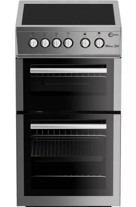 FLAVEL MLB7CDS 50cm Electric Ceramic Cooker – Silver – Double Oven with Grill – Freestanding