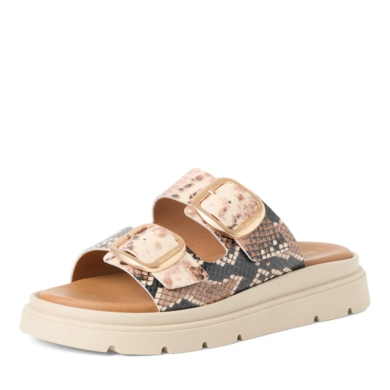 Tamaris Women's leather mules with wedge heel beige 6.5 UK