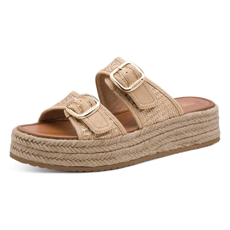 Tamaris Women's mule with wedge heel metallic 3.5 UK