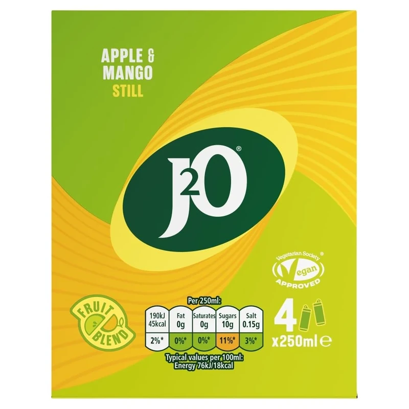 J2O Fruit Blend Apple & Mango, 4 x 250ml Can