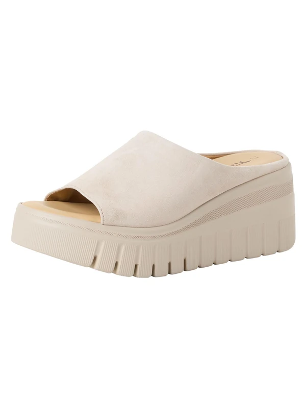 Tamaris Women's leather mules with wedge heel brown 5.5 UK