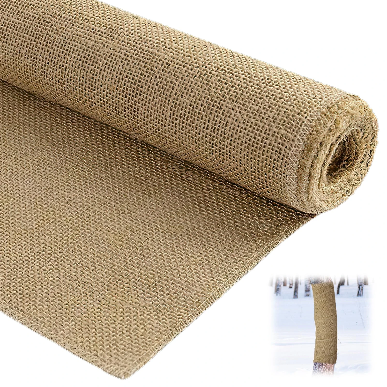 Storystore Burlap Fabric Roll, 40cmx6m Natural Hessian Roll Burlap Tree Wrap Trunk Protector, Winter Frost & Freeze Protection Cover for Outdoor Plants, Trees, Shrubs or Decor, Crafts, Gardening