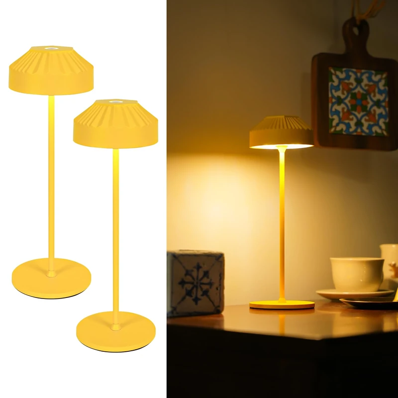 LuminexDesigns Set of 2 Cordless Wireless LED Table Lamps, Rechargeable & Dimmable–IP54 Weather-Resistant Mini Table Lights for Indoor & Outdoor Use,Modern Bedside Lamps for Bedroom,Office,Garden