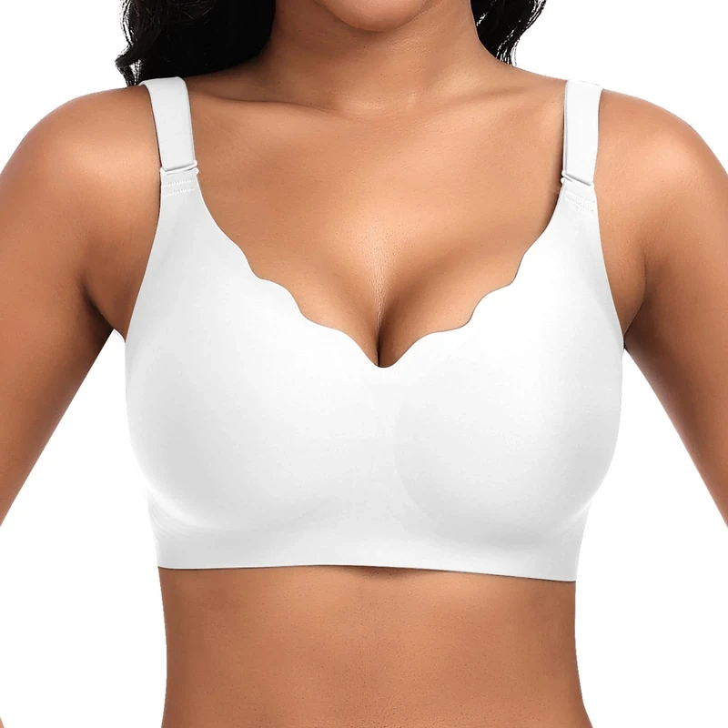 Cavotor Wireless Bras for Women Soft Comfortable Supportive Bra with Extender (White,XL)