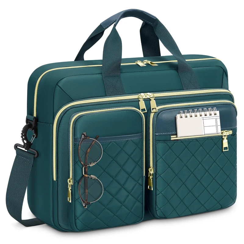 RAINSMORE Laptop Bag for Women 17.3 inch Laptop Briefcase Large Laptop Case Work Computer Bag Messenger Bag for Women Business Office Travel College Green