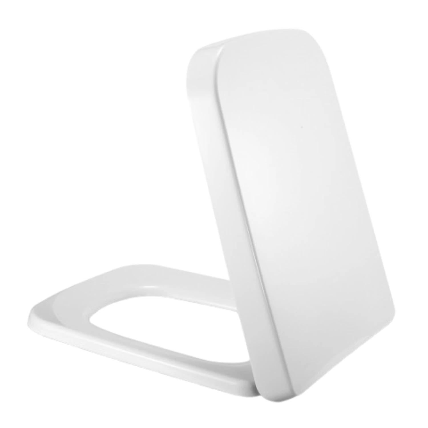 Rectangular Square Soft Close Toilet Seat Quick Release Loo Seat Easy Cleaning, Easy Installation with Adjustable Hinges (44 x 36 cm) UF, White