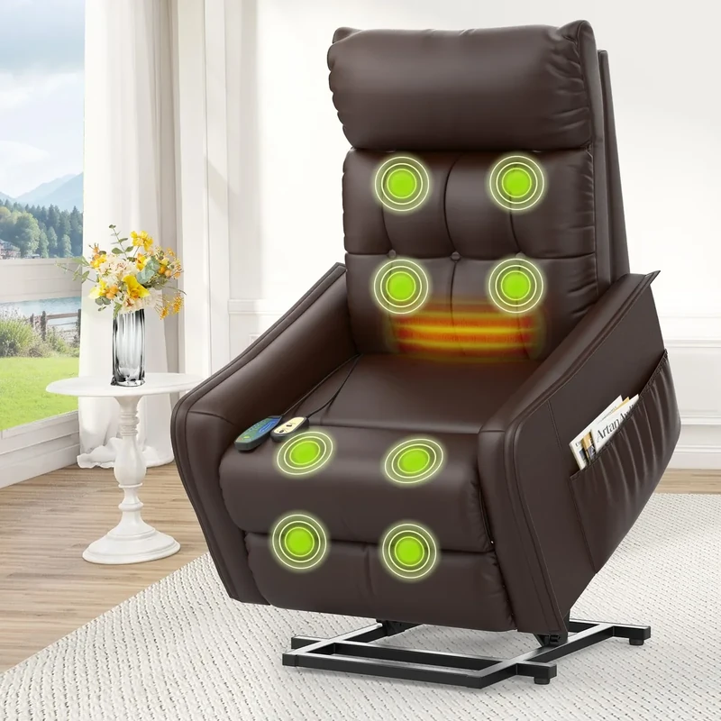 Srfzluxy Recliner Chair Lift Chair For the Elderly, Electric Rise and Recliner Armchair with Massage & Heat, Extended Footrest, Lazy Boy Reclining Chair with 2 Remote Controls Living Room Lounge Chair