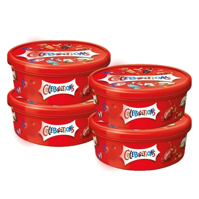 4 X Celebration Chocolate Tubs 550G Christmas 2025 (NEW PACK)
