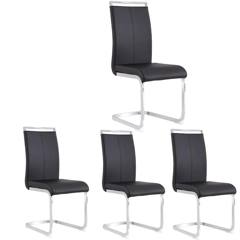 FurnitureR 4-Pack Black Reception Chairs, Modern Design, PU Leather Upholstery, Comfortable Seating for Offices and Waiting Rooms, Durable Metal Frame, Sleek Contemporary Style