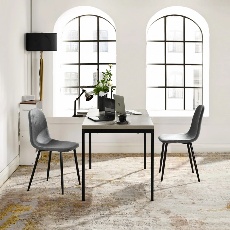 FurnitureR Rectangular Conference Tables in Grey, for 4 to 6 People, Thick Wooden Tray with Metal Structure, for Training, Meetings, Conferences, 150 x 75 x 75 cm