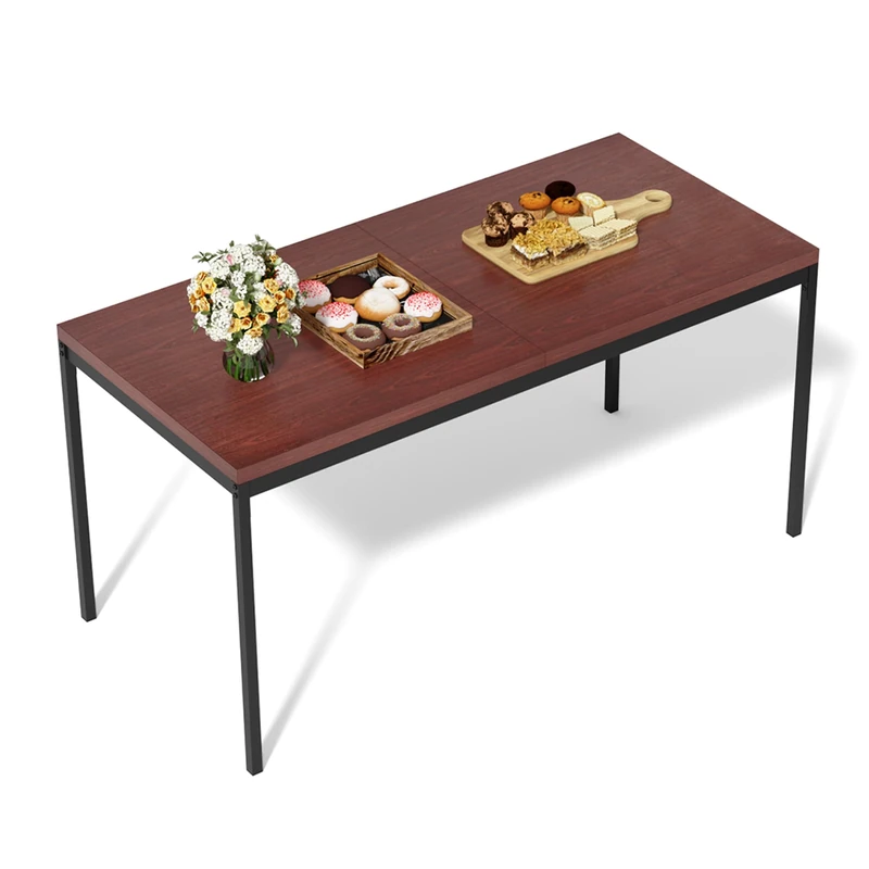FurnitureR Dining Tables in Brown, Clean and Elegant Style for 4 to 6 People, Thick Wood Top with Metal Structure, for Kitchen, Dining Room, 150 x 75 x 75 cm - Image 1