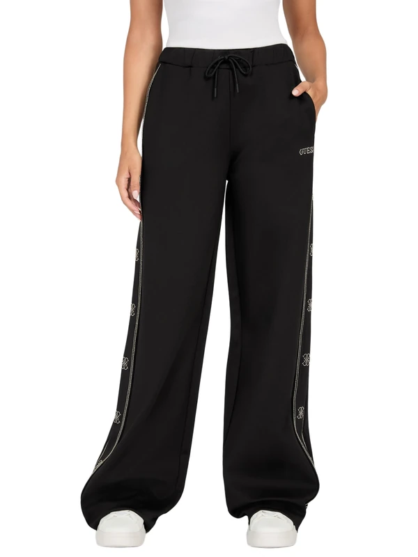 GuessWomen'sOCTAVIA Wide Leg PANTSPANTSJet Black A996size M Length N