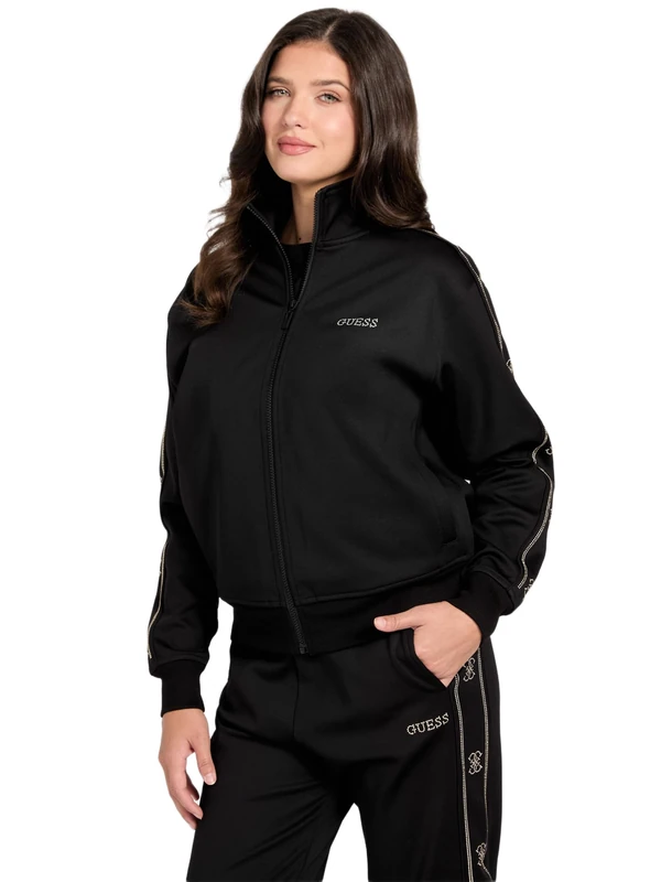 GuessWomen'sOCTAVIA HIGH NECK FULL-ZIP SWESWEATSHIRTJet Black A996size L length N