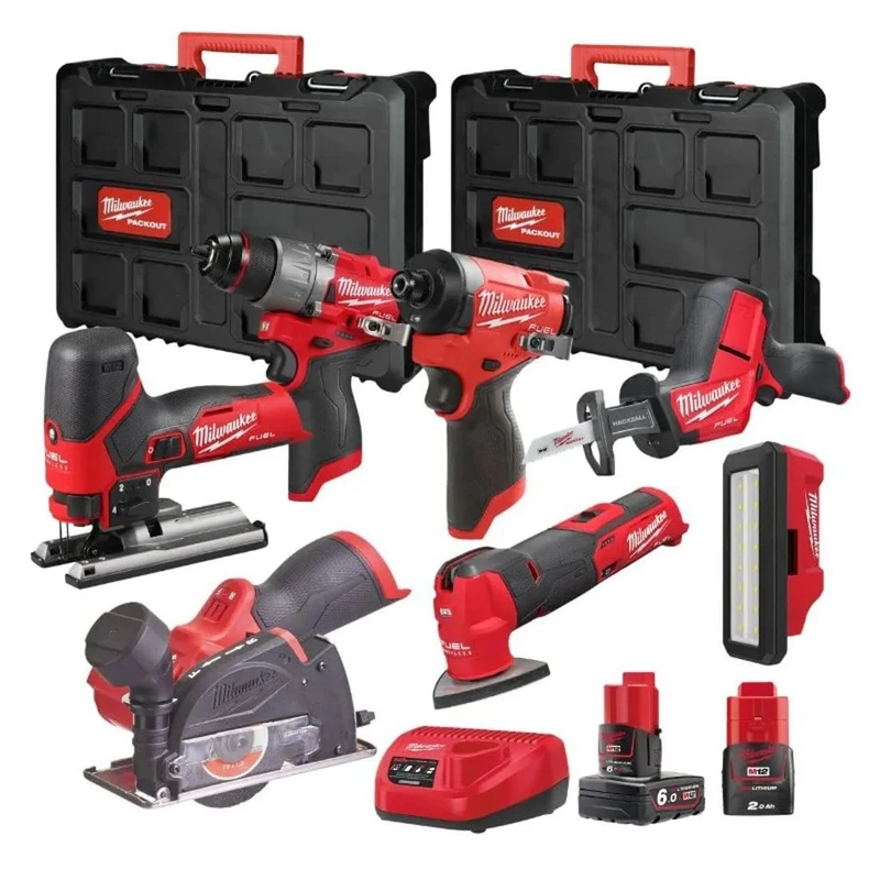 Milwaukee M12 FPP7B2-622P 12V Fuel 7 Piece Powerpack with 1x 6.0Ah & 1x 2.0Ah Batteries