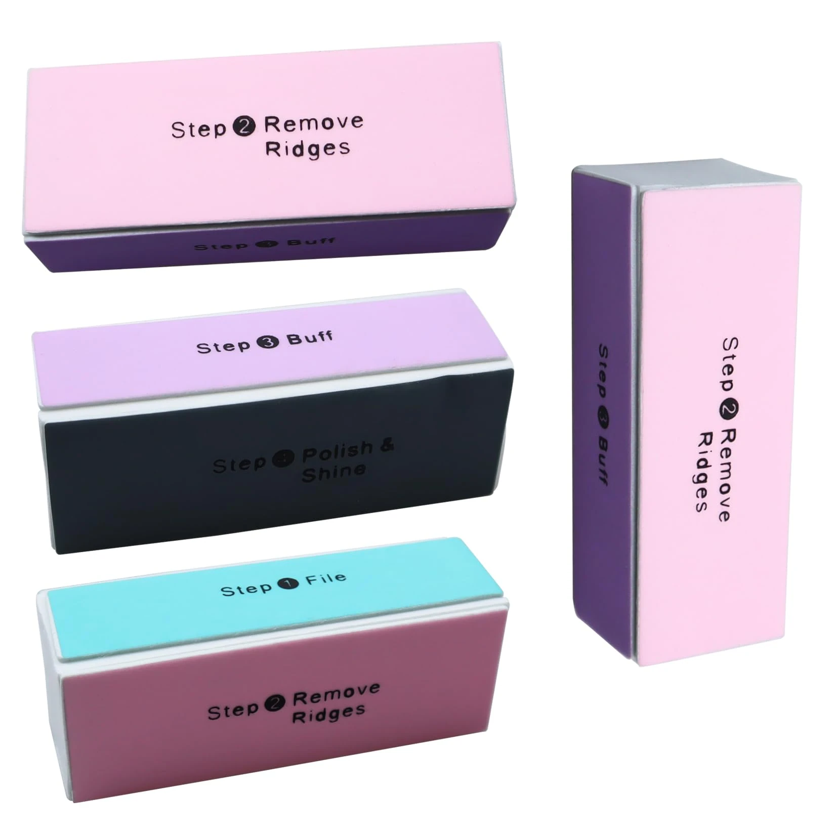 4-Sided Professional Nail Buffer, 4Pcs Nail Sanding Files for Gel Natural and Acrylic Nails, Manicure Tools Nails Buffer Block Fingernail Buffering File