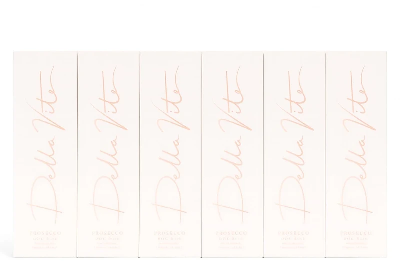 Della Vite Prosecco D.O.C Rosé - 6 pack - Millesimato Premium Italian Sparkling Gifts for Women, Pink Prosecco Gift Set (Single Bottle, 11.5% 750ml) - Includes Gift Box