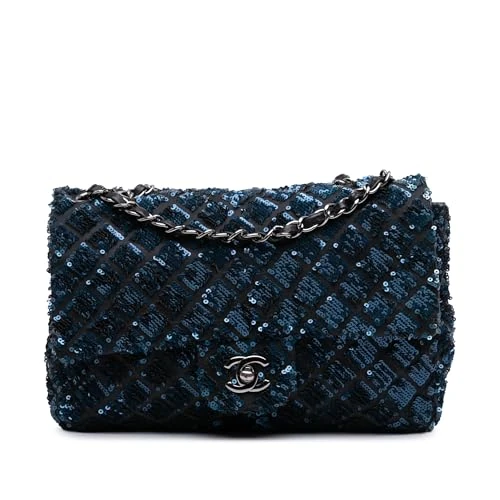 Chanel Pre-Loved Medium Sequined Satin Single Flap