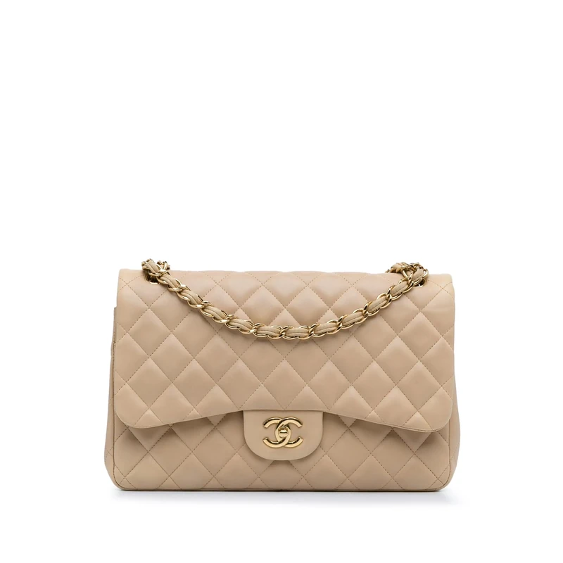 Chanel Pre-Loved Jumbo Classic Lambskin Double Flap Shoulder Bag
