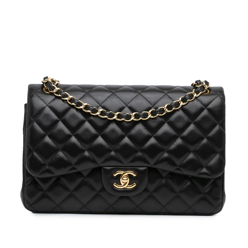 Chanel Pre-Loved Jumbo Classic Lambskin Double Flap Shoulder Bag