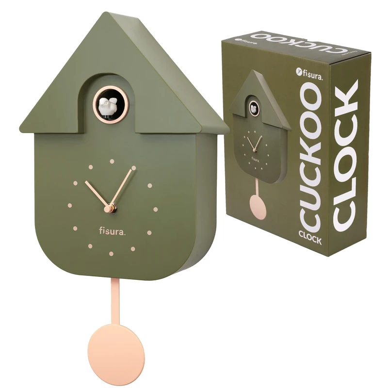 Fisura Cuckoo Clock, Olive and Beige, Standard