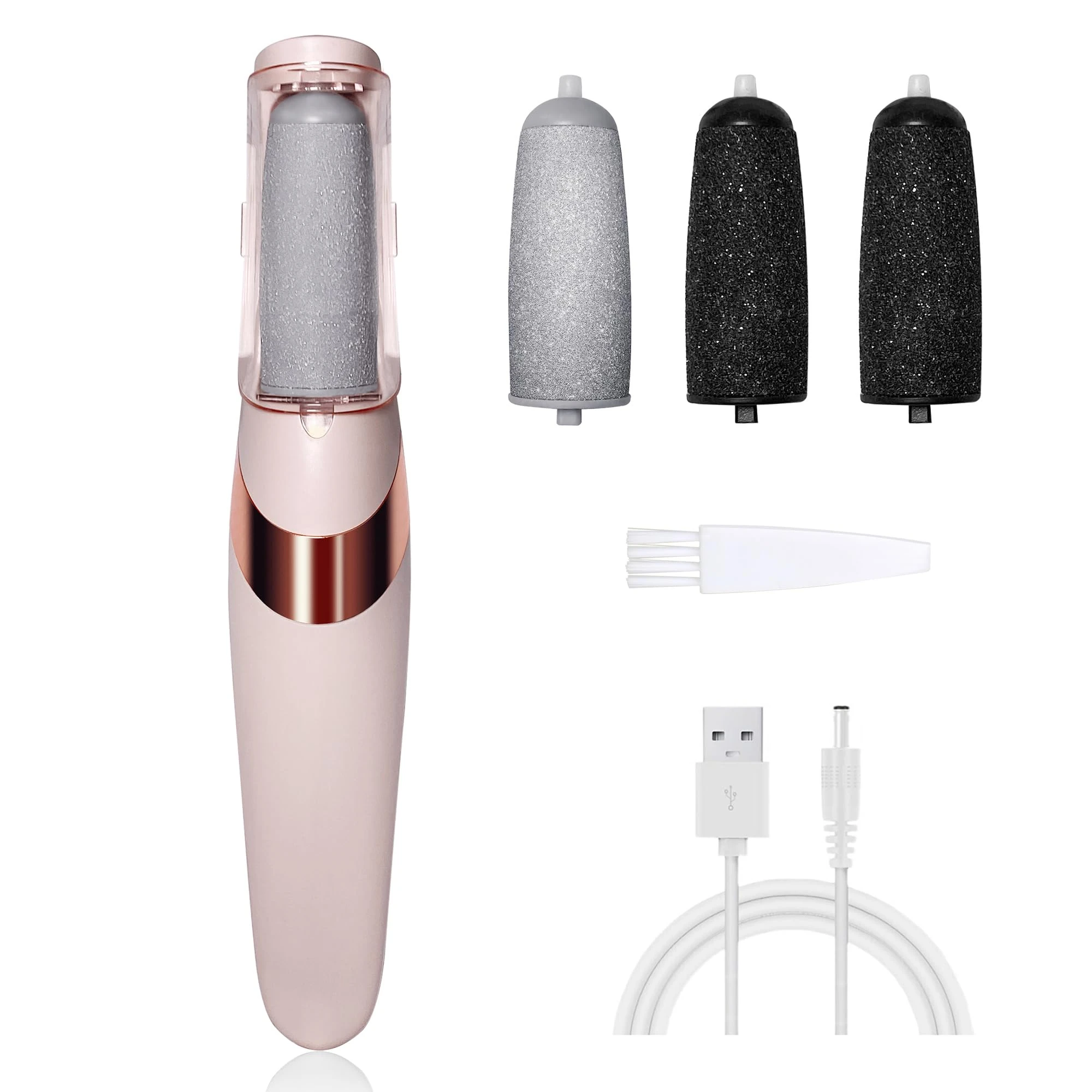 UQQU Electric Foot File, 4in1 Electric Callus Removers for Feet, Rechargeable Electric Foot Callus Remover Pedicure Kits, Removes Dry Skin for Smoother Feet, Foot Care for Dead Skin - Pink