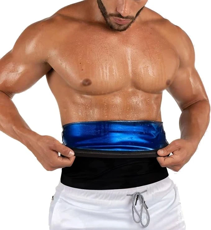 Waist Trainer Trimmer Sweat Belt Band for Men Lower Belly Fat Sauna Slimming Belt Suit Workout, Black, S-M