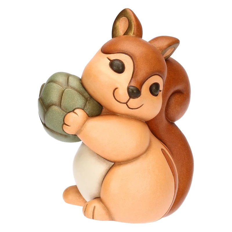 THUN - Diva Squirrel with Pine Cone - Large - Ceramic - Plumè Collection - 12 x 9.5 x 14 cm