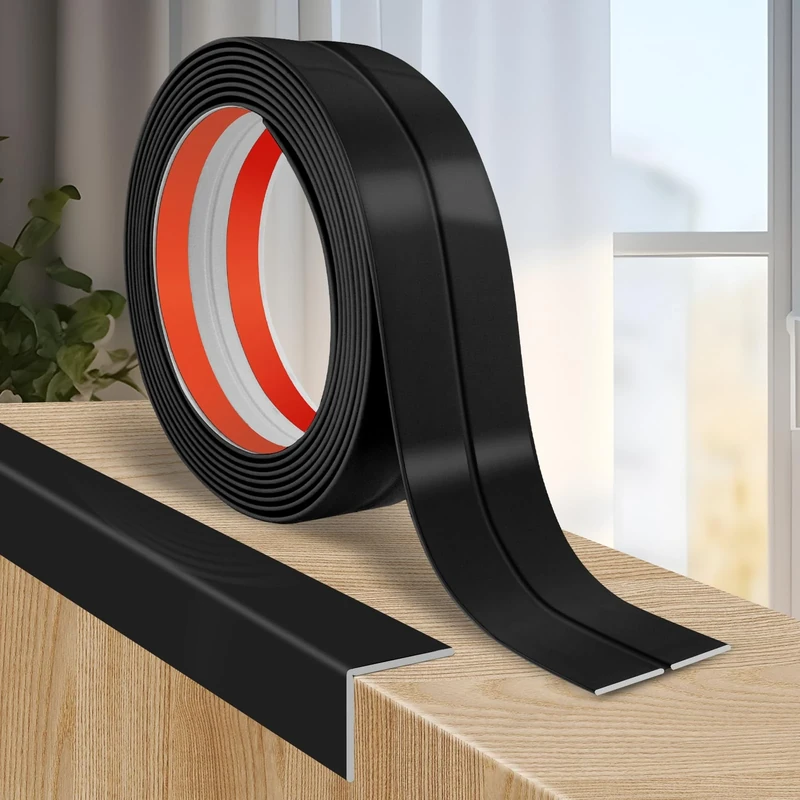 Flexible Moulding Trim Self Adhesive PVC Corner Trim Wall Corner Protectors Tile Edging Strip Wall Moulding for Ceiling Kitchen Worktop Edging (2cm×12m, Black)