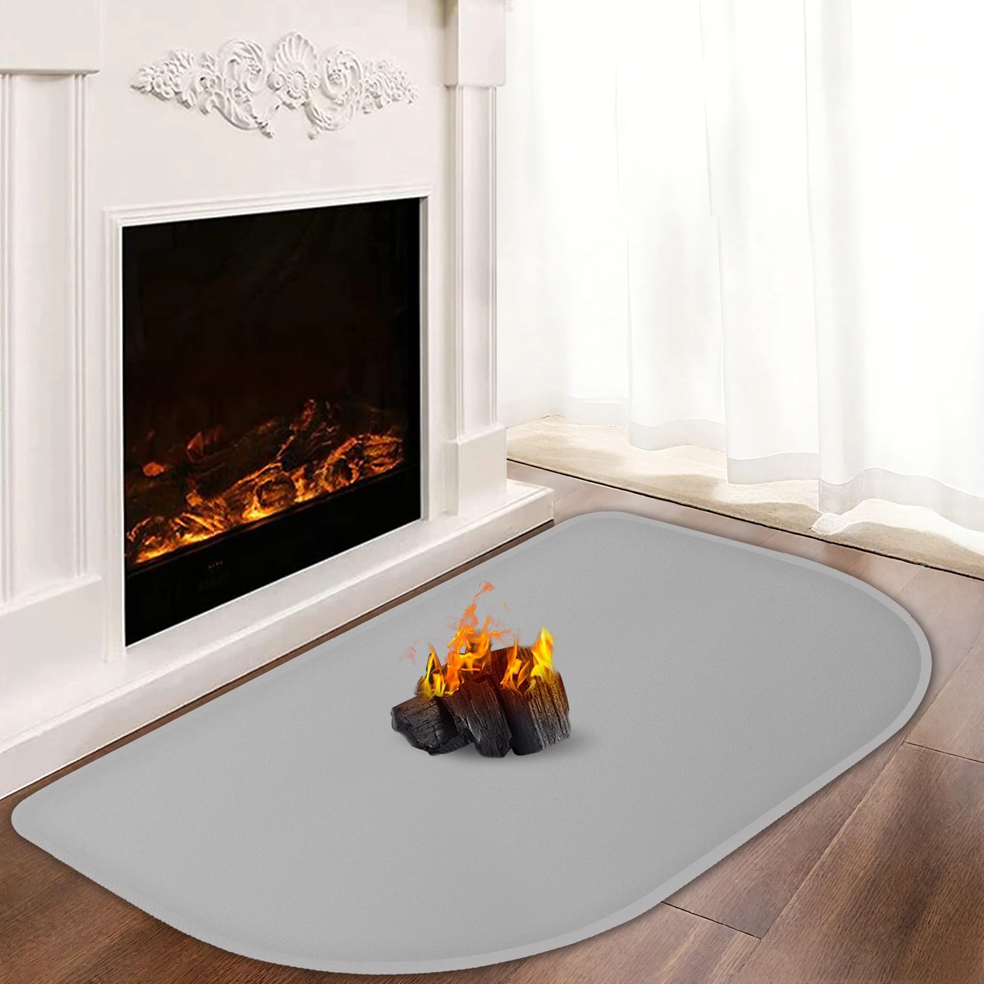 Hearth Rugs for Fireplaces Fire Resistant, 150x80x0.1cm Fireproof Fireplace Mat, Hearth Pads for Wood Stove Fireplace Indoor Outdoor, Fireplace Rug Protects Floors Carpets from Sparks Embers, Grey