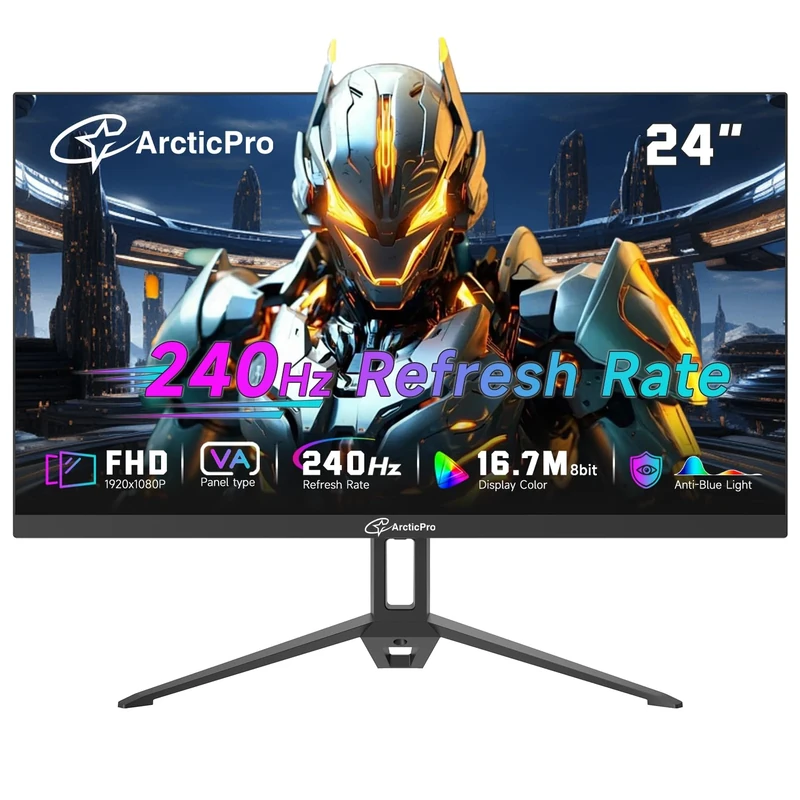 ArcticPro 24" Gaming Monitor, 240Hz, FHD 1080p, 1ms Response Time, Adaptive Sync, PC Computer Monitor, Frameless, Ultra Slim, 99% sRGB, Filter