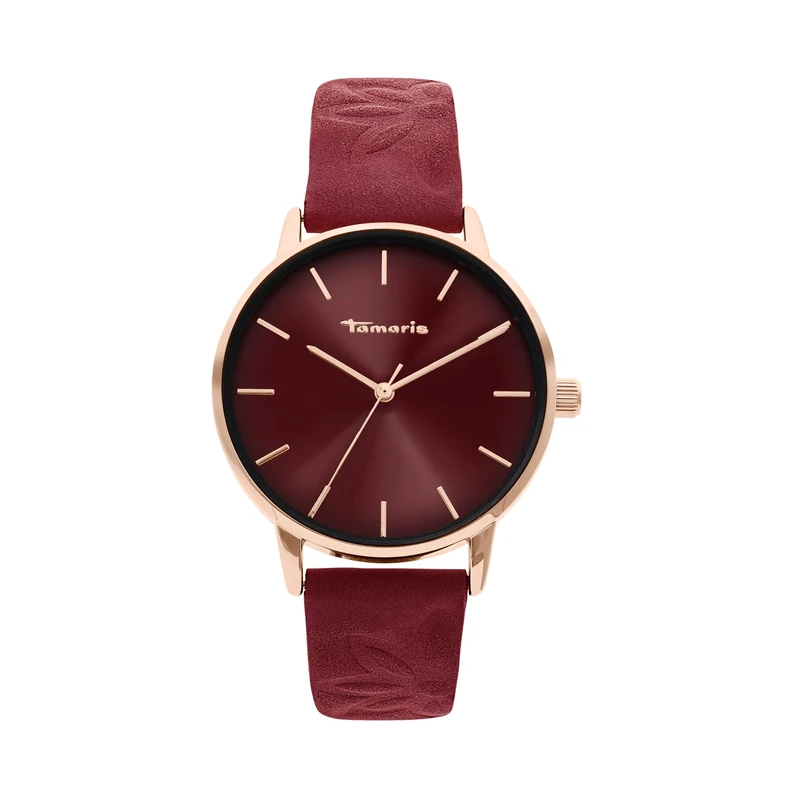 Tamaris Ladies Watch with Leather Strap - Round Simple Wristwatch for Women 36 mm - Watch in Silver, Gold, Rose Gold, Black, Blue, Green, Purple, Pink and More