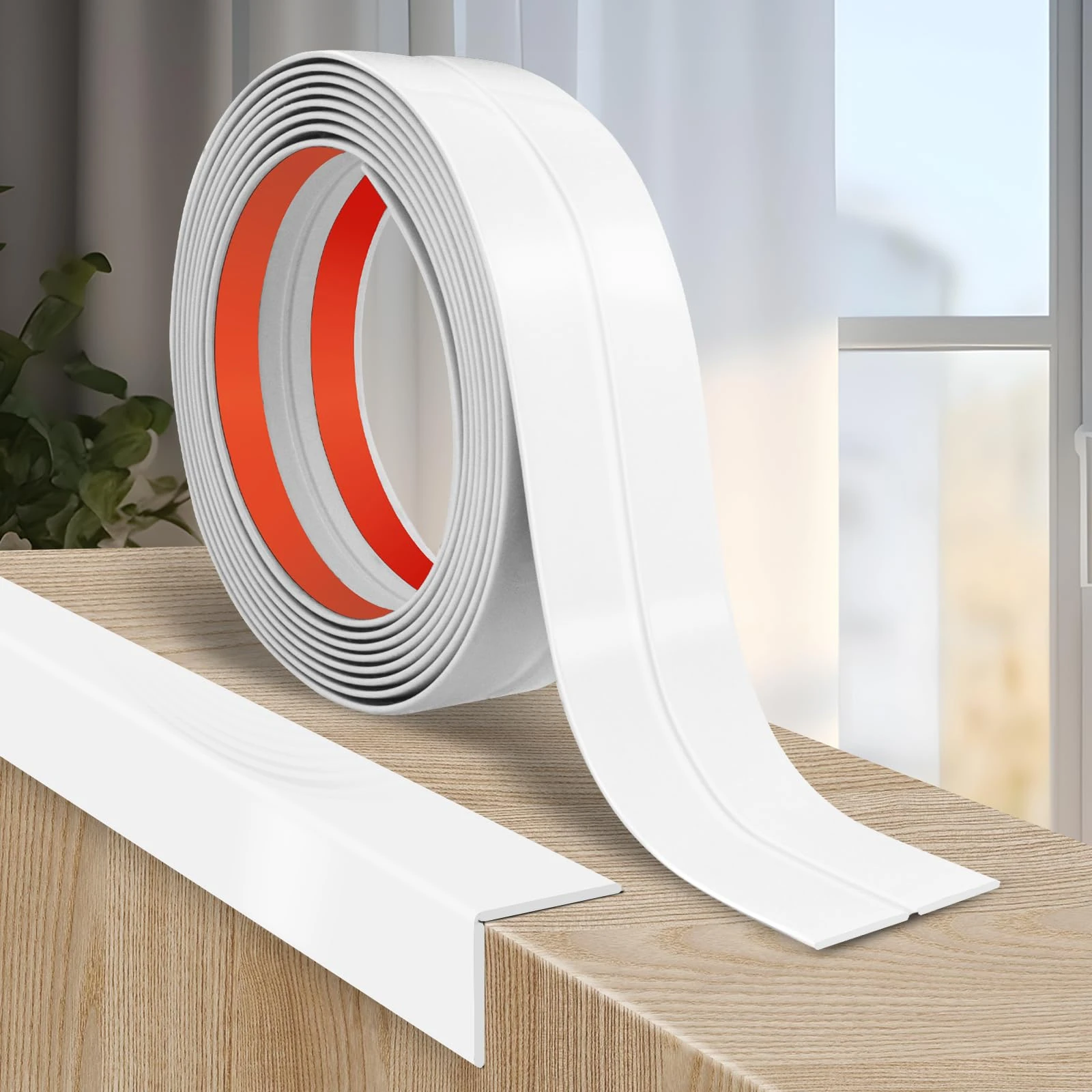 Flexible Moulding Trim Self Adhesive PVC Corner Trim Wall Corner Protectors Tile Edging Strip Wall Moulding for Ceiling Kitchen Worktop Edging (4cm×6m, White)