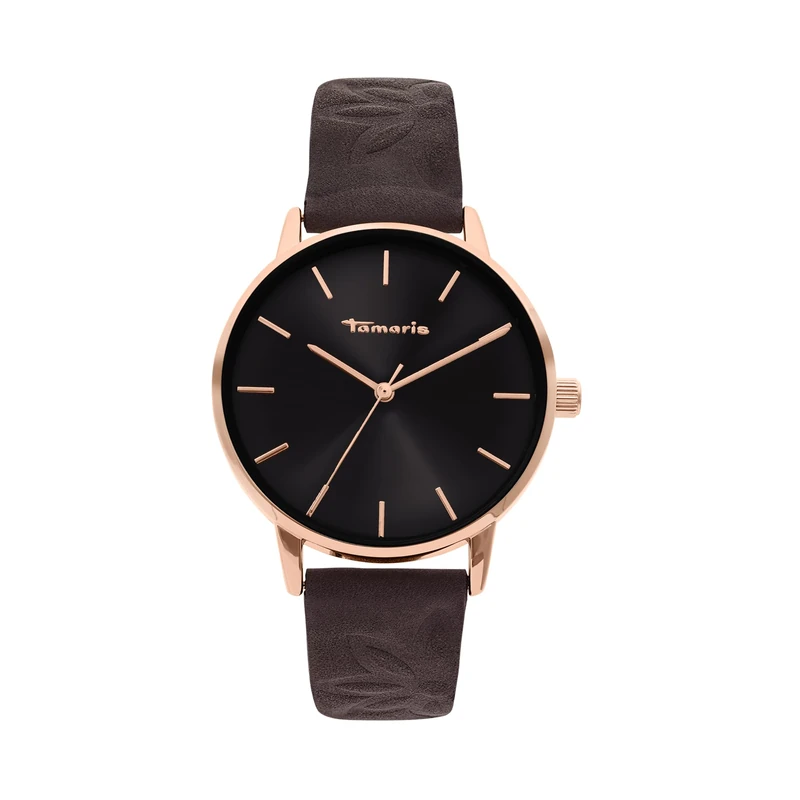 Tamaris Ladies Watch with Leather Strap - Round Simple Wristwatch for Women 36 mm - Watch in Silver, Gold, Rose Gold, Black, Blue, Green, Purple, Pink and More