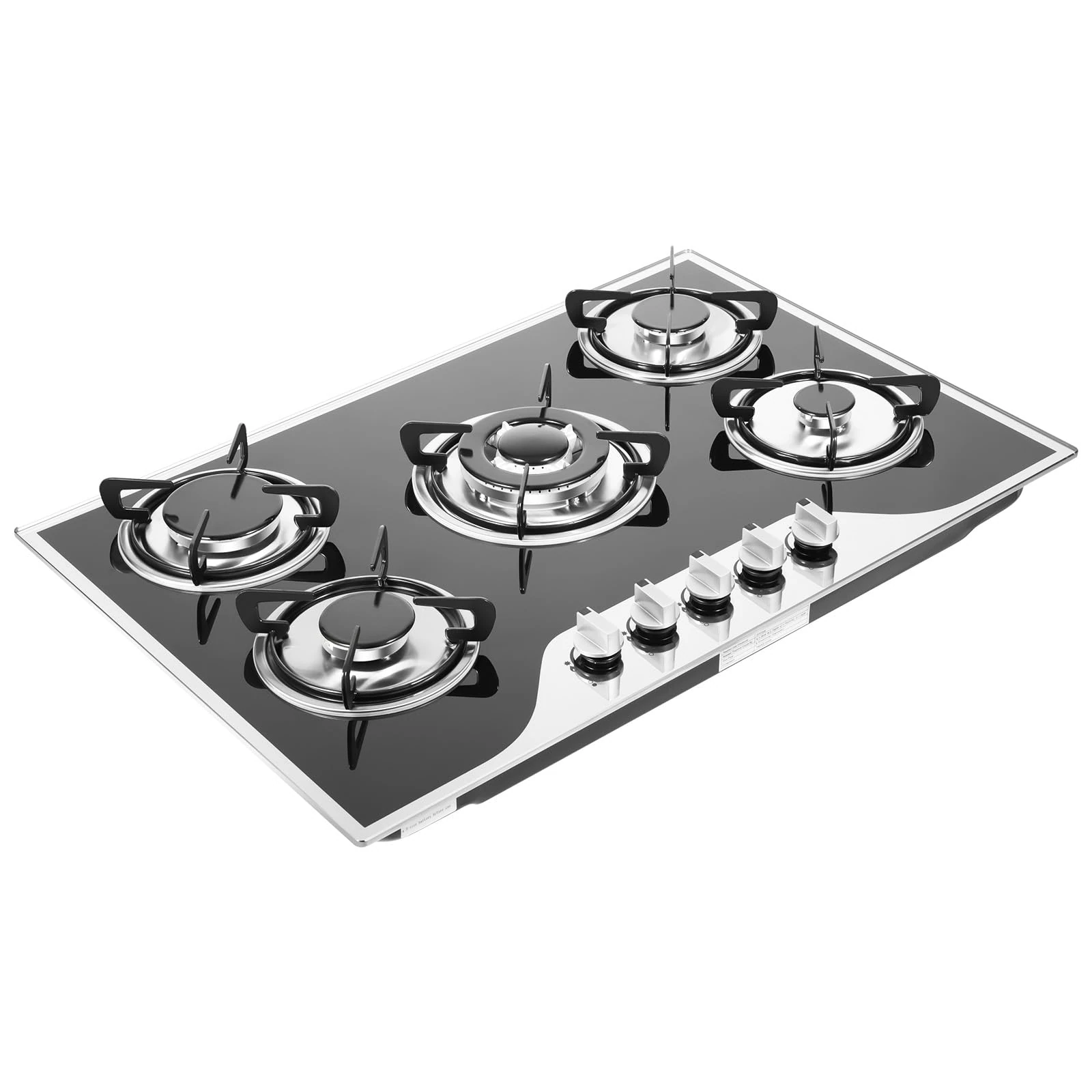 Gas Cooktop with 5 Independent Burners 30 Inch Built-In LPG/NG Gas Stove Automatic Electronic Pulse Ignition Countertop Stove Thermocouple Protection 2000pa