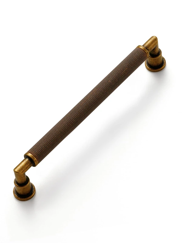 JIASENBAO 10 Pack Antique Brass Cabinet Pulls 6.3" Hole Center Knurled Vintage Drawer Pulls Bathroom Dresser Handles Hardware Bar Zinc Alloy