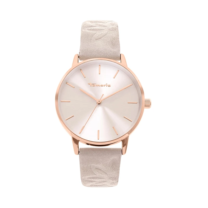 Tamaris Ladies Watch with Leather Strap - Round Simple Wristwatch for Women 36 mm - Watch in Silver, Gold, Rose Gold, Black, Blue, Green, Purple, Pink and More