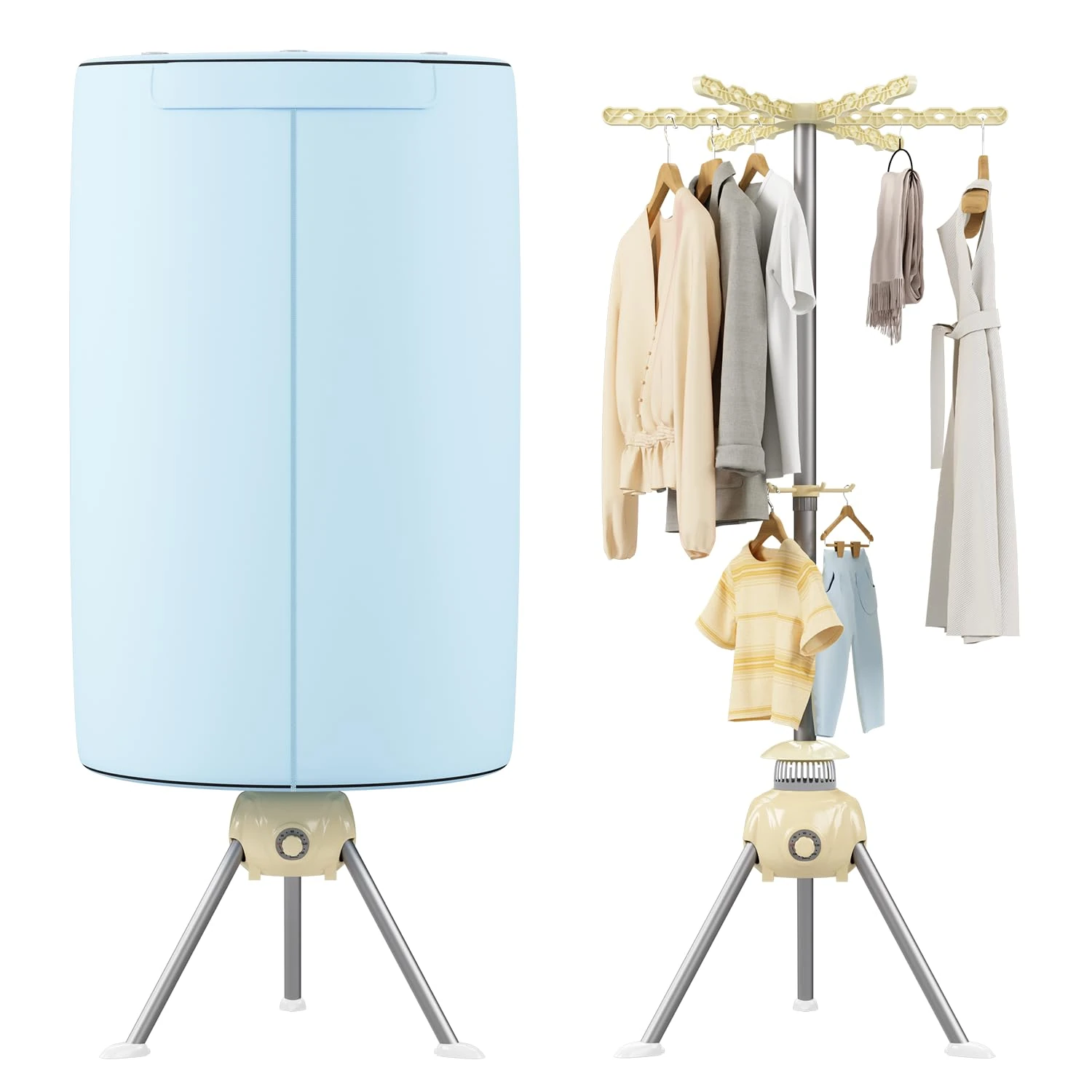 Innotic Heated Clothes Airer Pod, 1000W Hot Air Indoor Clothes Dryer With Cover, Efficient Indoor Drying Rack for Laundry, 2-Tier Portable Clothes Dryer Rack with 6 Hangers,10KG Capacity