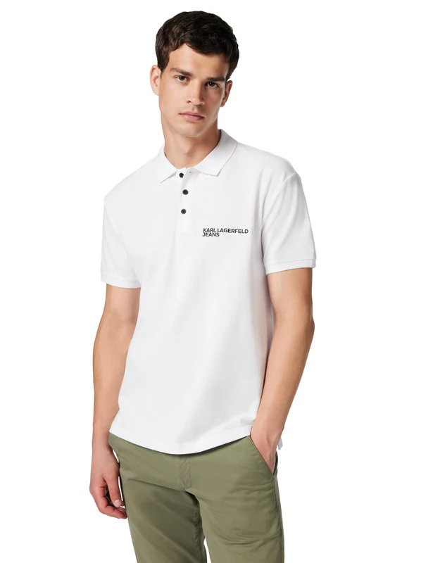 KARL LAGERFELD JEANS Men Regular Pique Polo White M