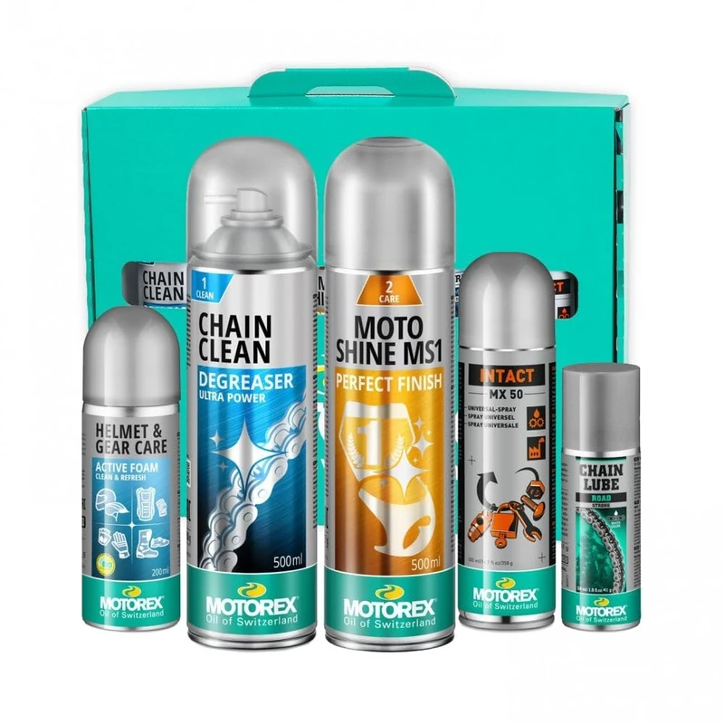 Motorex Ride n Shine Set. Motorcycle Equipment Clean and Care Kit. - Image 1