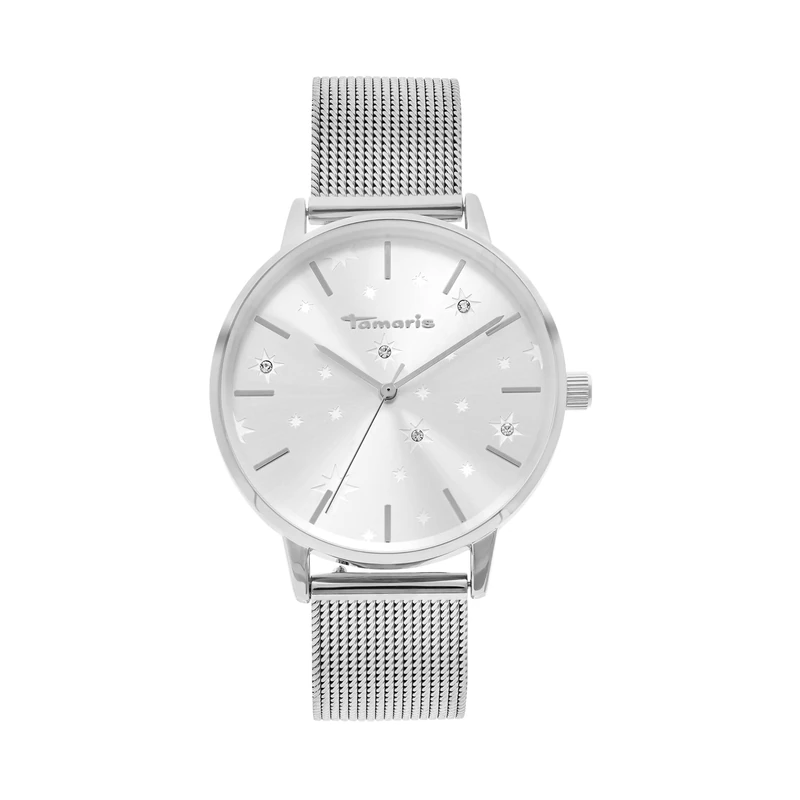 Tamaris Ladies Watch - Simple, Round 36 mm Wristwatch - Watch with Stainless Steel mesh Strap in Silver, Gold, Rose Gold, Black, Blue, Green, Purple and More, Water Resistant