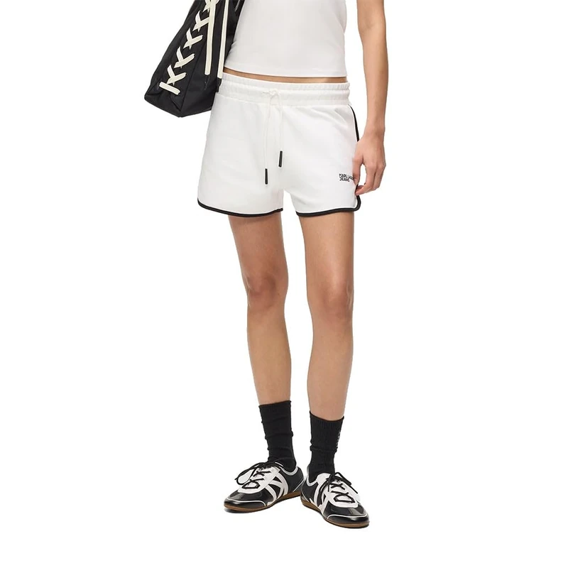 Karl Lagerfeld Jeans Women's Binding Sweat Short, White, L