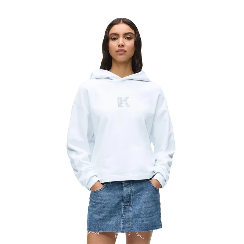 Karl Lagerfeld Jeans Women's Regular K Logo Hoodie Hooded Sweatshirt, White, S