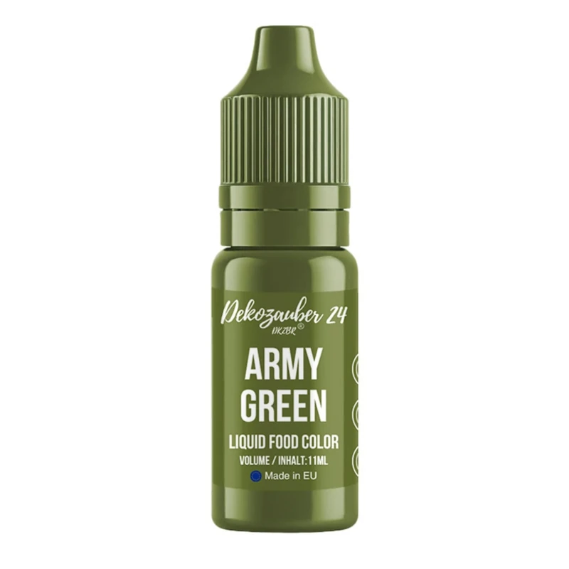 Dekozauber24 Army green food colouring - 11 ml highly concentrated and food-safe liquid food colouring for cakes, drinks, fondant & more - vegan, sugar free and taste neutral