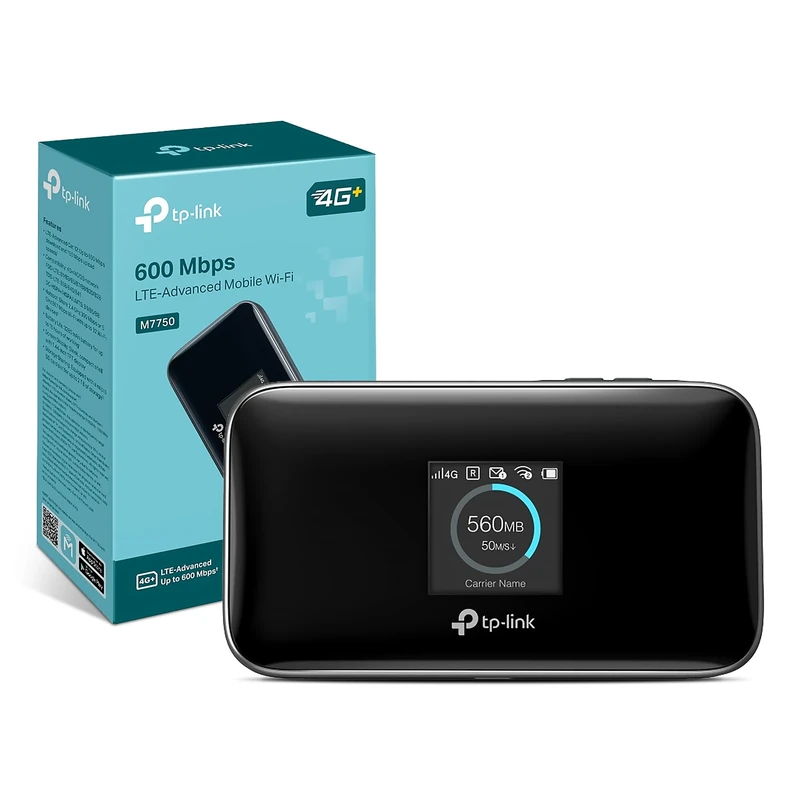 TP-Link M7750 4G+ Cat12 LTE Router with Sim Slot,Dual Band Mobile WiFi Router,600Mbps Portable WiFi,Plug and Play MIFI,Screen Display,Long Battery Life,Micro SD card Storage,APP Control,Compact design